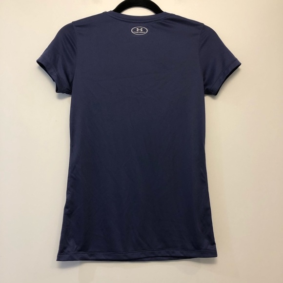 Under Armour HeatGear Metallic Blue V-Neck Shirt - Picture 4 of 6